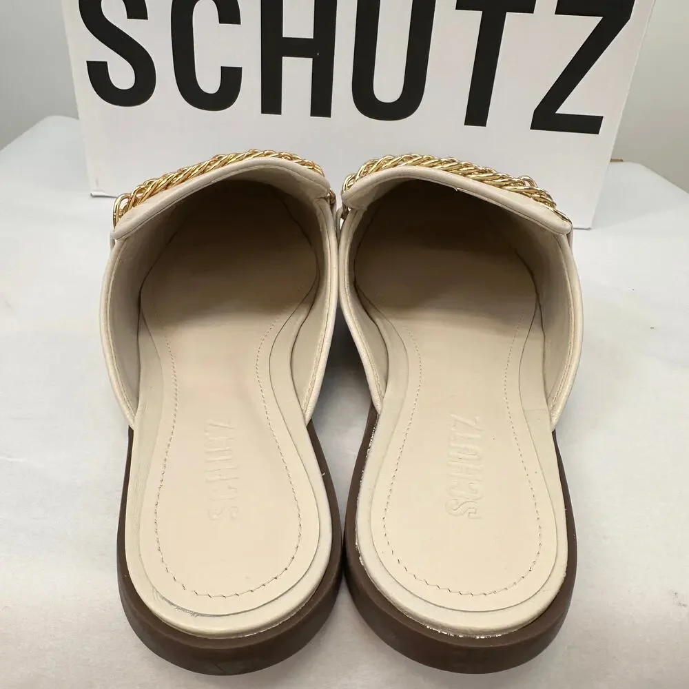 SCHUTZ New in Box Evereve Desmond Loafer in Ivory Pear with Gold Chain // 6